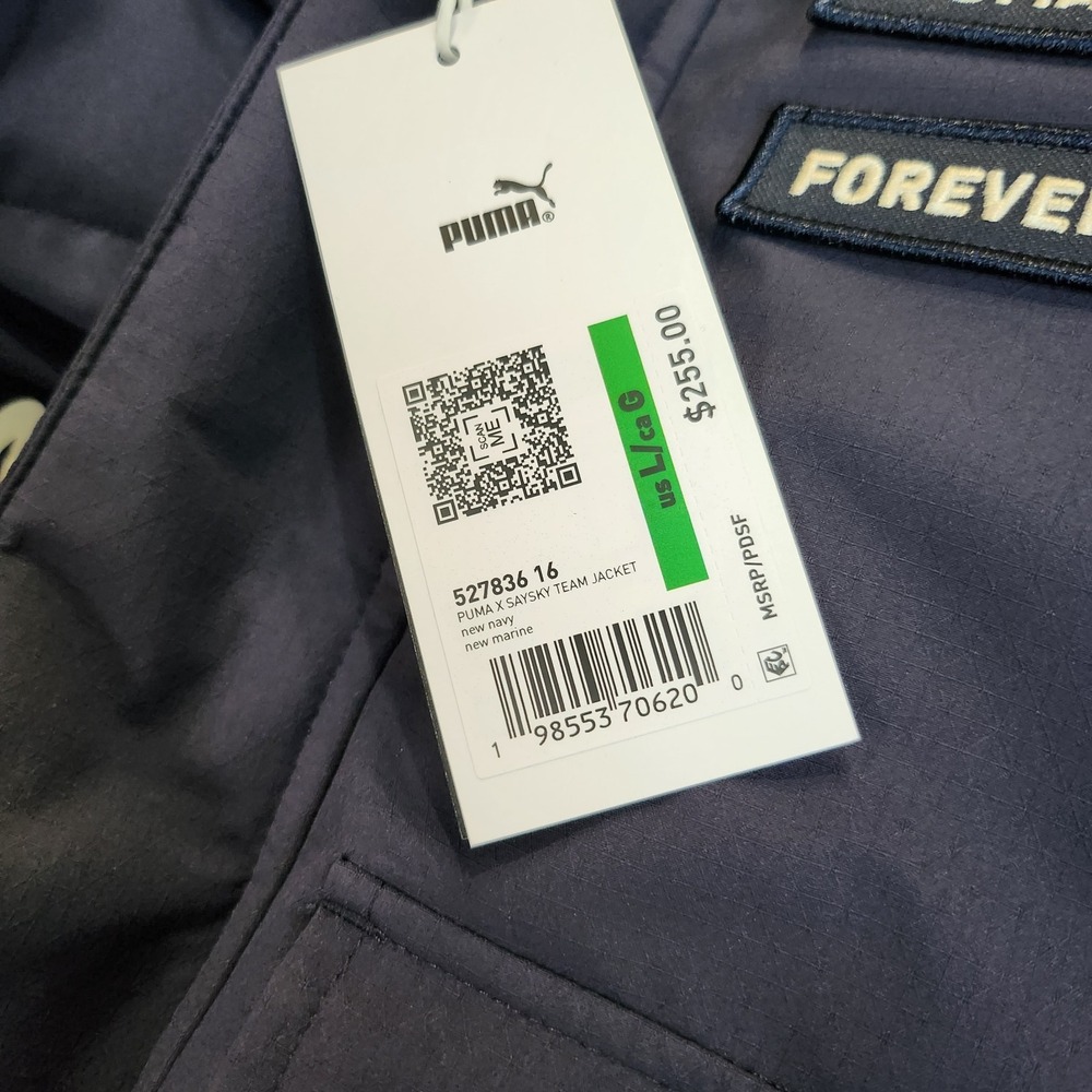 Mens Size L Puma x Saysky Endeavor Team Jacket Snap Inside Zip Navy 527836 16 - Picture 3 of 8